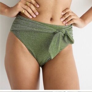 J.Crew Women's $76 High Cut TIe-Waist Bikini Bottom Sparkle Size XL BC133